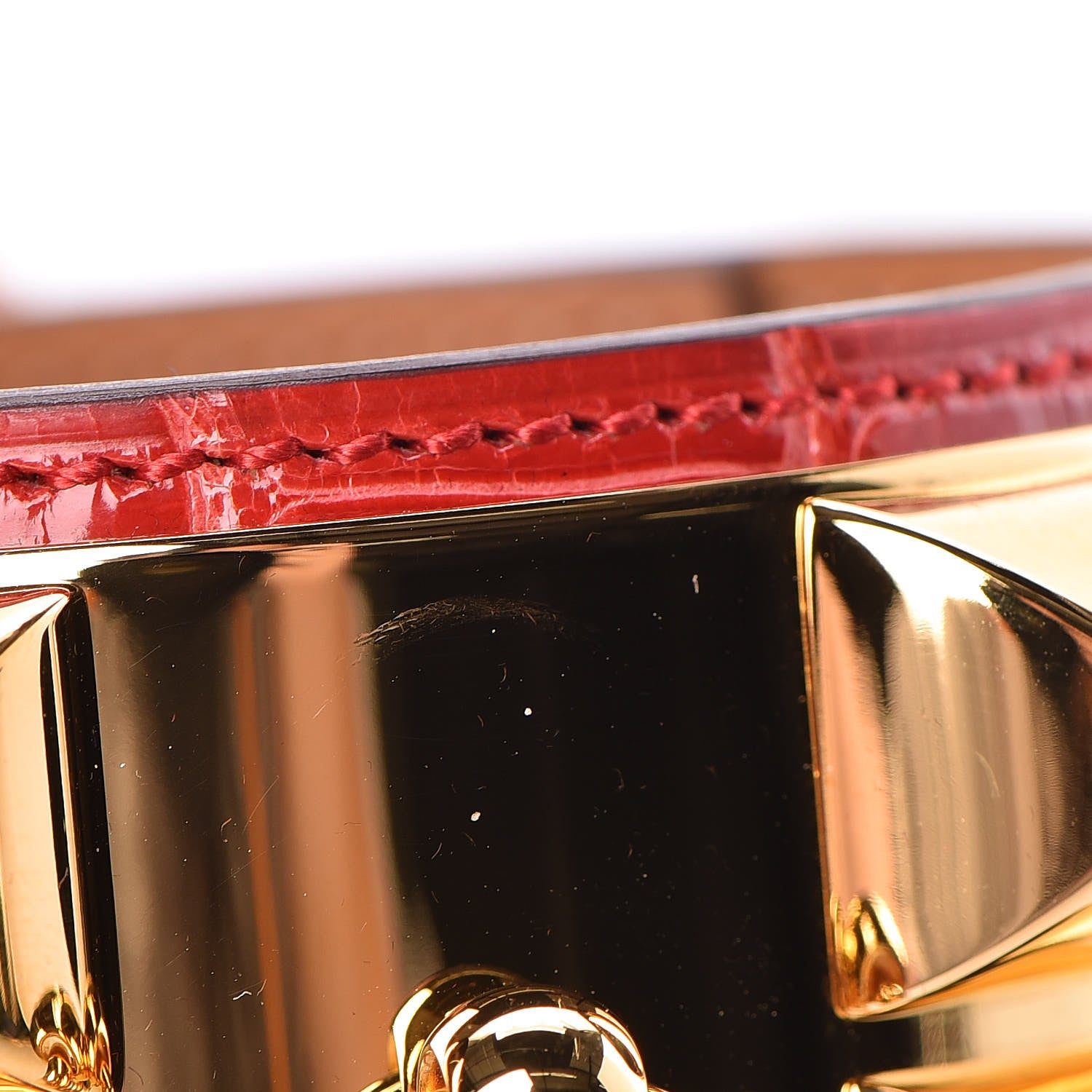Hermes Shiny Alligator Collier De Chien CDC Bracelet T2 Rouge De Coeur 7 of 9