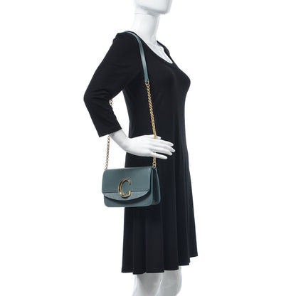 Chloe Calfskin Suede C Clutch With Chain Cloudy Blue 2 of 8