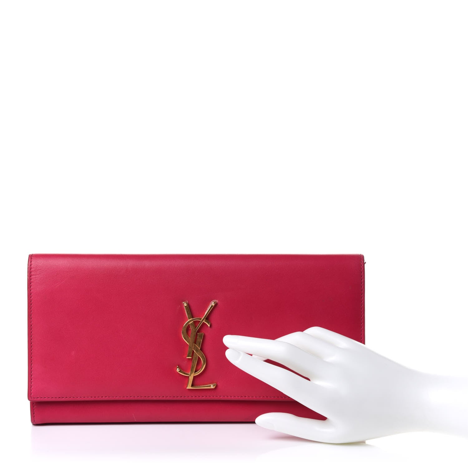 Saint Laurent Calfskin Classic Monogram Cassandre Clutch Fuchsia 2 of 12