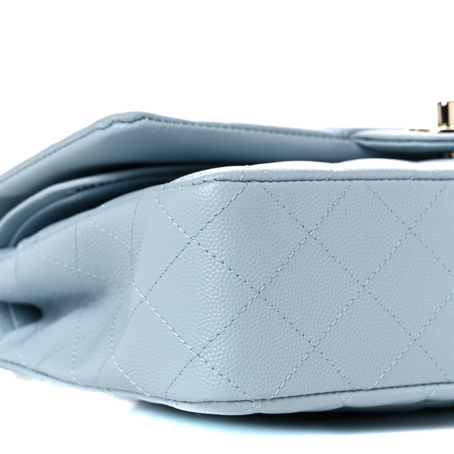 Caviar Quilted Medium Double Flap Light Blue