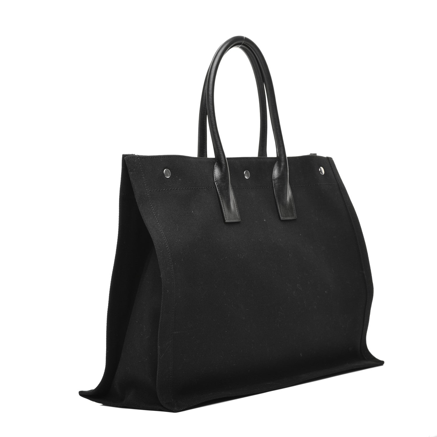 Saint Laurent Linen Calfskin Rive Gauche Tote Black 3 of 8