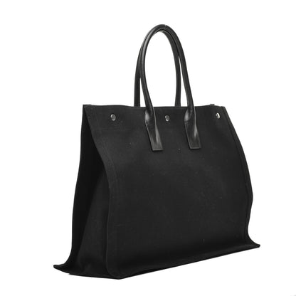 Saint Laurent Linen Calfskin Rive Gauche Tote Black 3 of 8