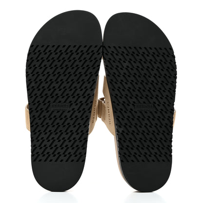 Hermes Suede Goatskin Womens Chypre Sandals 38.5 Beige Argile 5 of 9