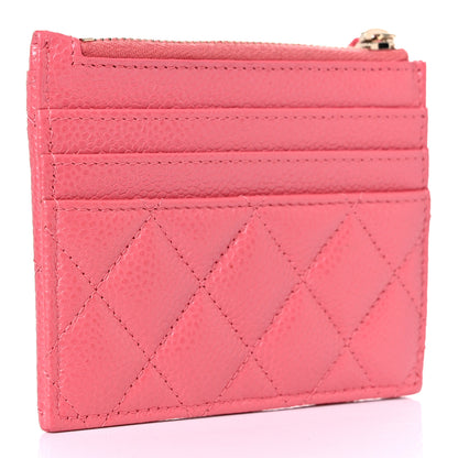 Chanel Caviar Quilted CC Zip Card Holder Pink 3 of 8