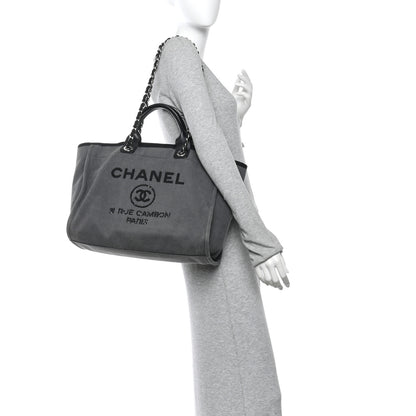 Chanel Canvas Sequin Medium Deauville Tote Charcoal 2 of 11