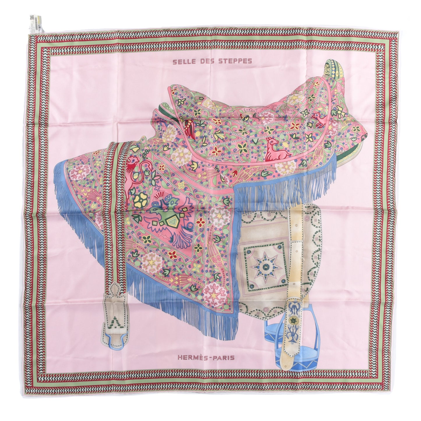 Silk Selle Des Steppes Scarf 90 Rose Pale Bleu Jean