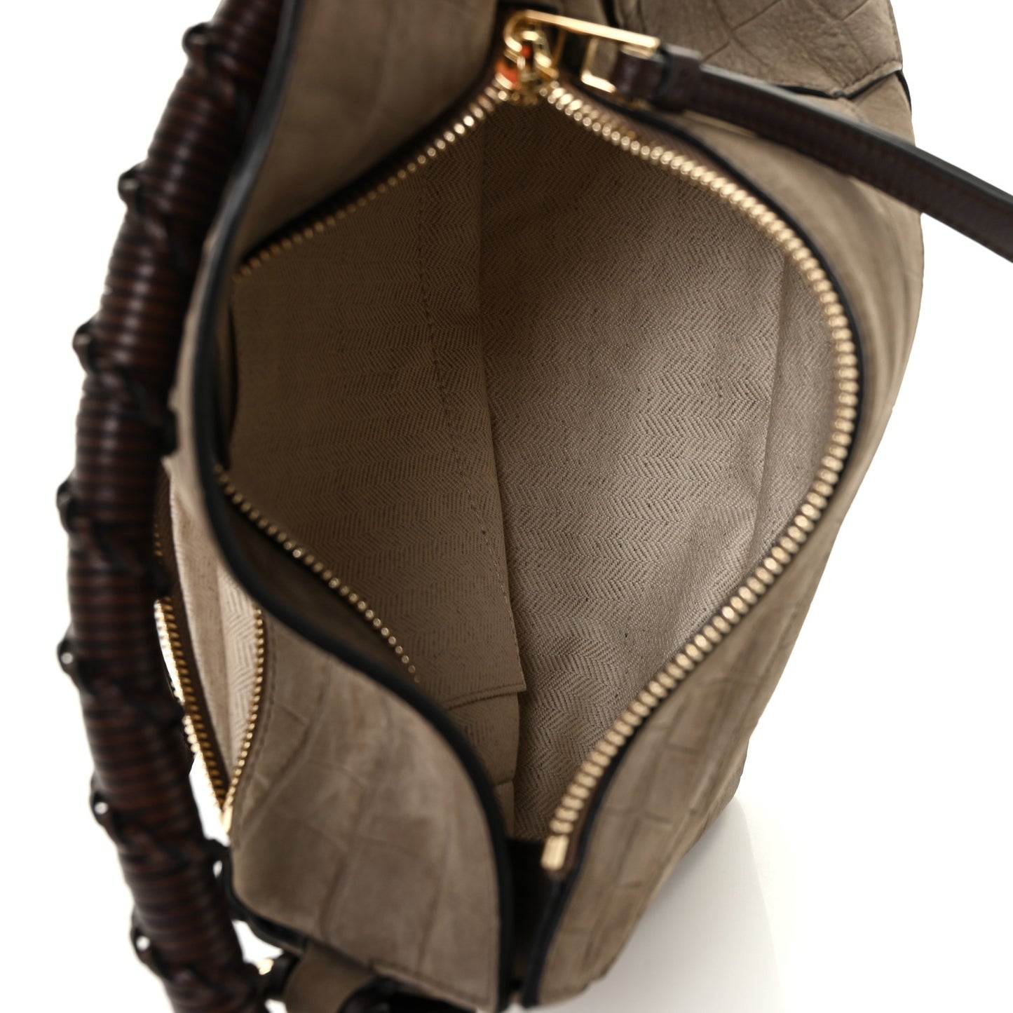 Nubuck Crocodile Embossed Small Puzzle Bag Olive