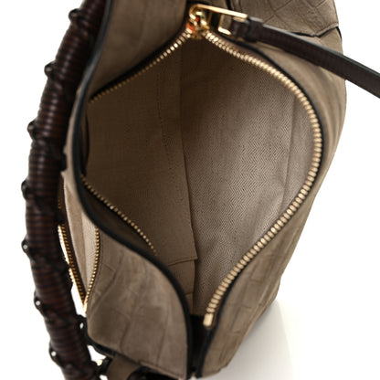 Loewe Nubuck Crocodile Embossed Small Puzzle Bag Olive 5 of 9