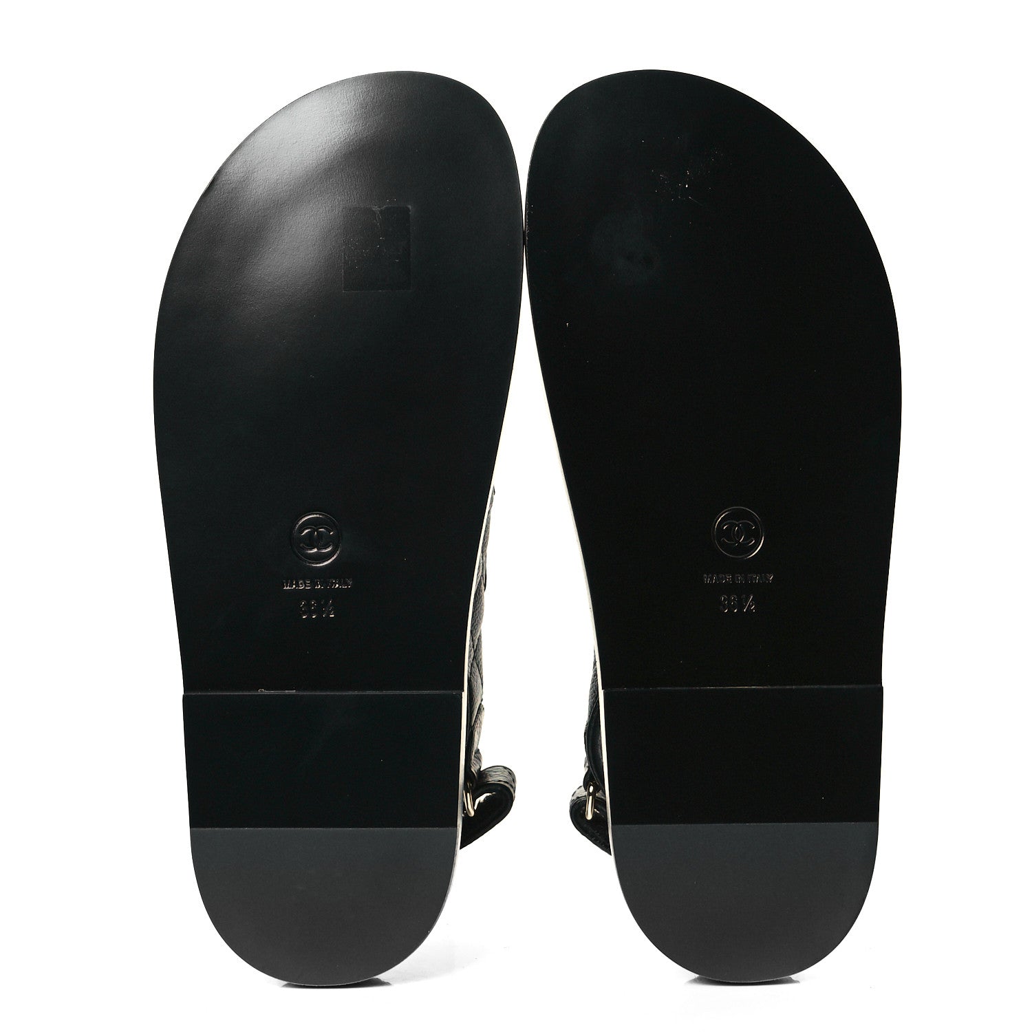 Chanel Grained Calfskin Velcro Dad Sandals 36.5 Black 7 of 9