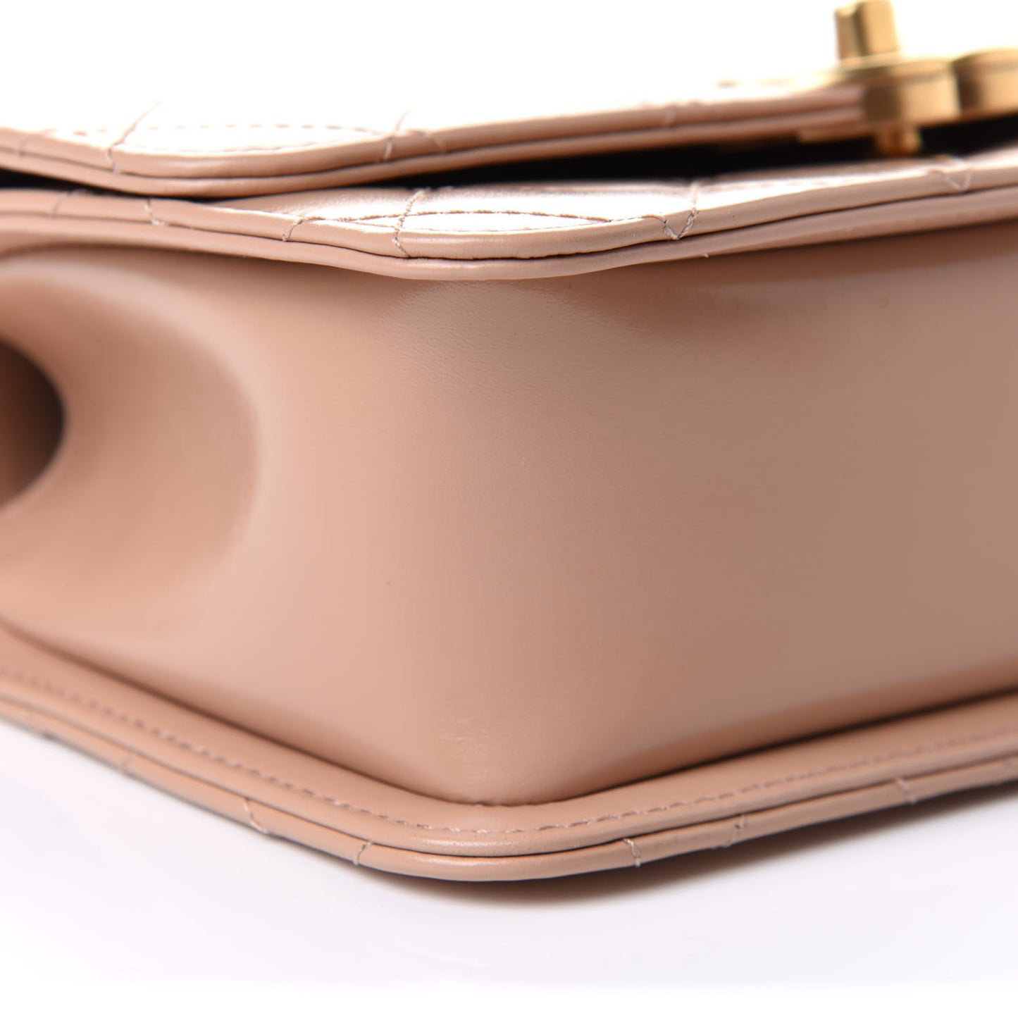 Calfskin Quilted Perfect Fit Flap Beige