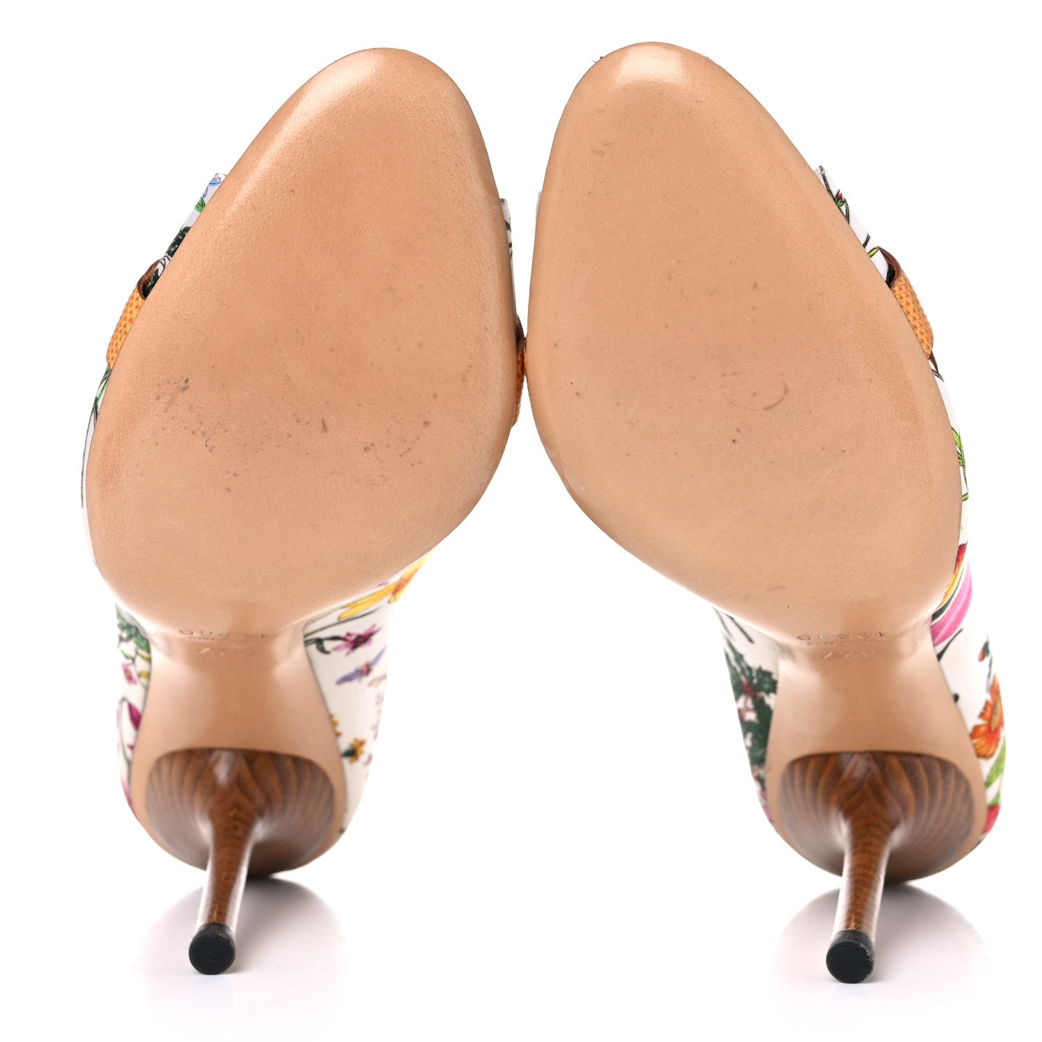 Gucci Satin Flora Print Peep Toe Pumps 7.5 Multicolor 5 of 11