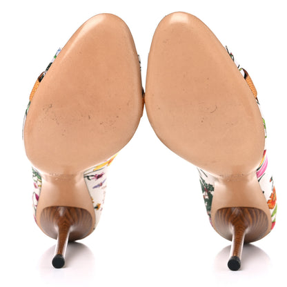 Gucci Satin Flora Print Peep Toe Pumps 7.5 Multicolor 5 of 11