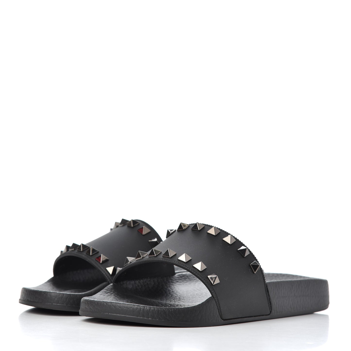 Rubber Rockstud Slide Sandals 36 Black