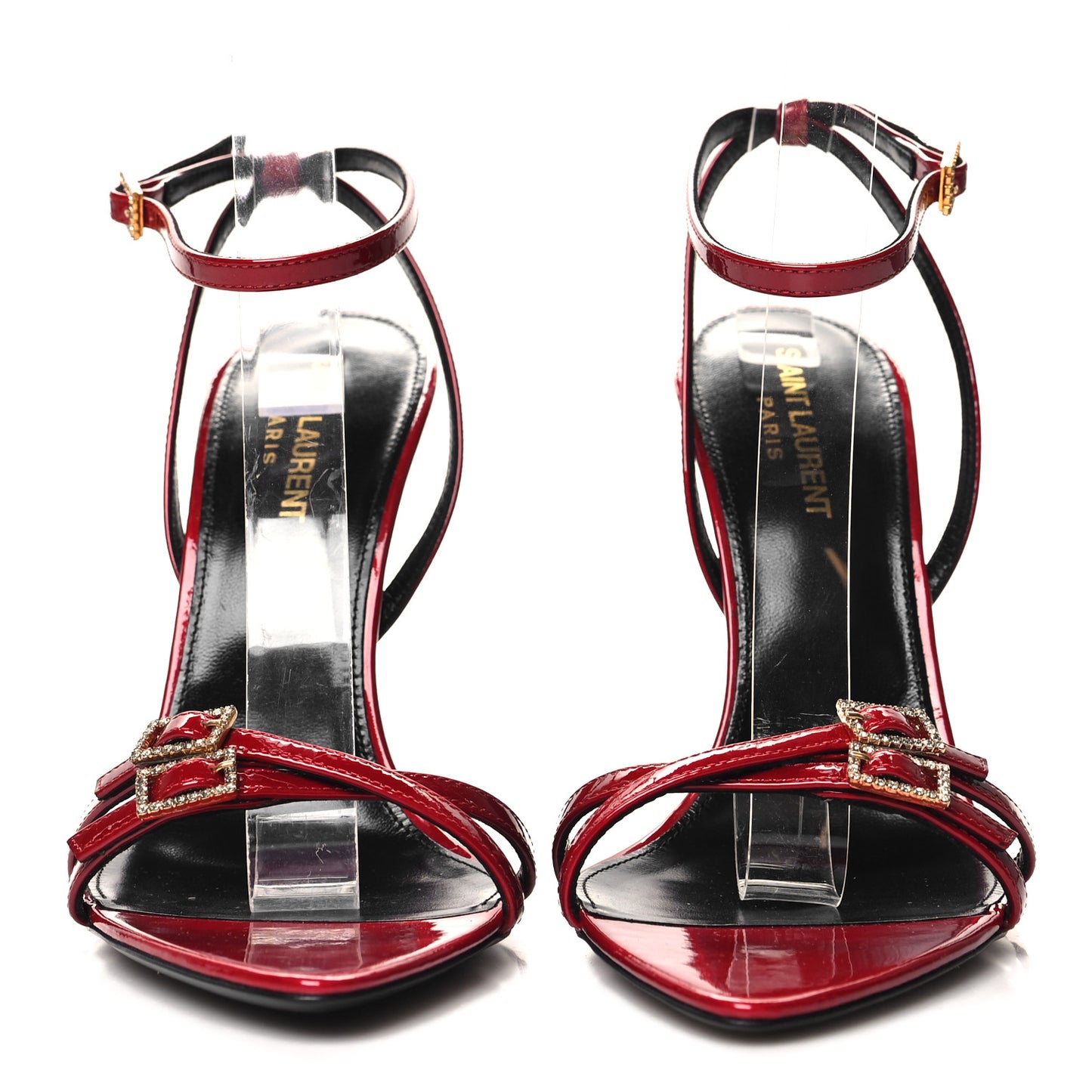 Calfskin Patent Ankle Strap Sandals 38 Tibet Red