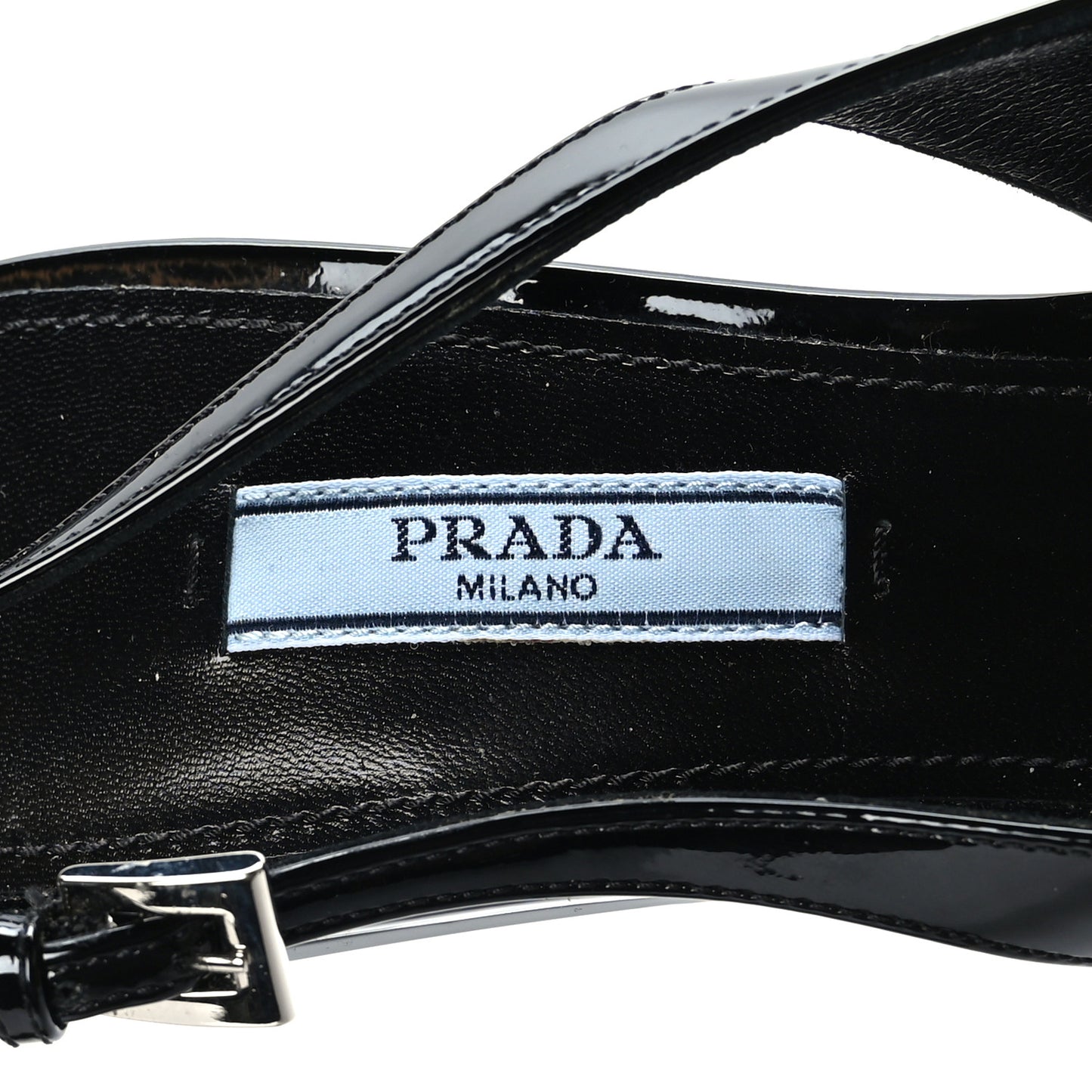 Patent Calfskin Logo Pointed Toe Slingback Wedges 39.5 Black