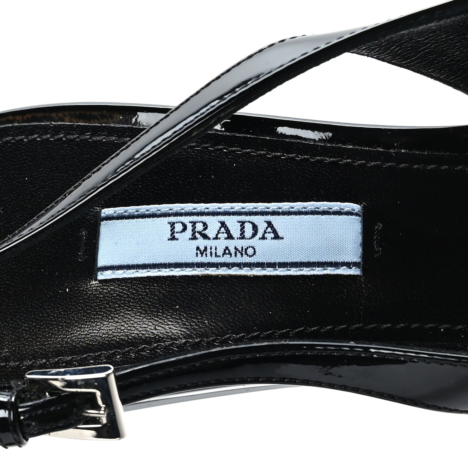 Prada Patent Calfskin Logo Pointed Toe Slingback Wedges 39.5 Black 5 of 7
