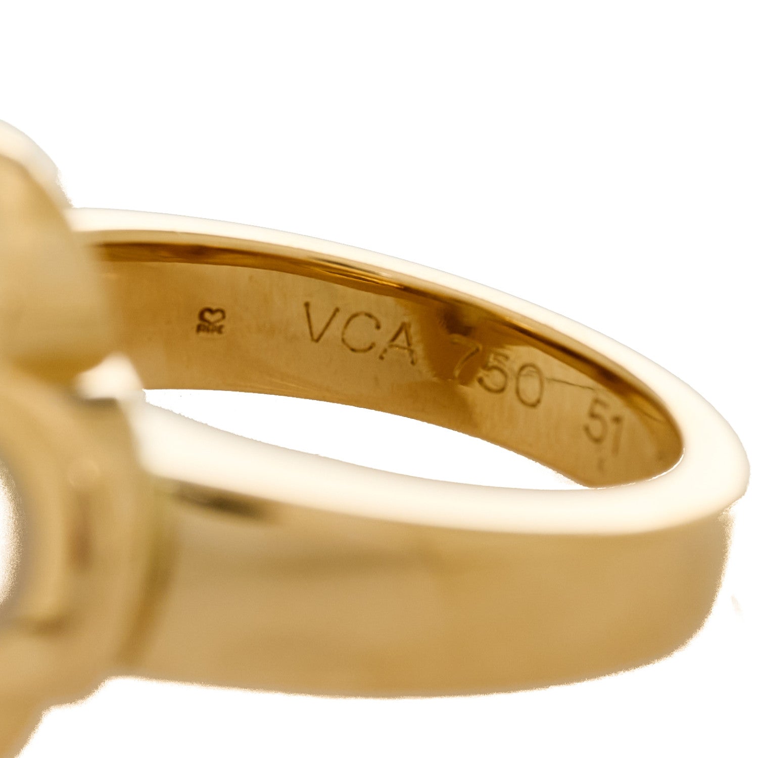 Van Cleef & Arpels 18K Yellow Gold Mother of Pearl Pure Alhambra Ring 51 5.75 5 of 6