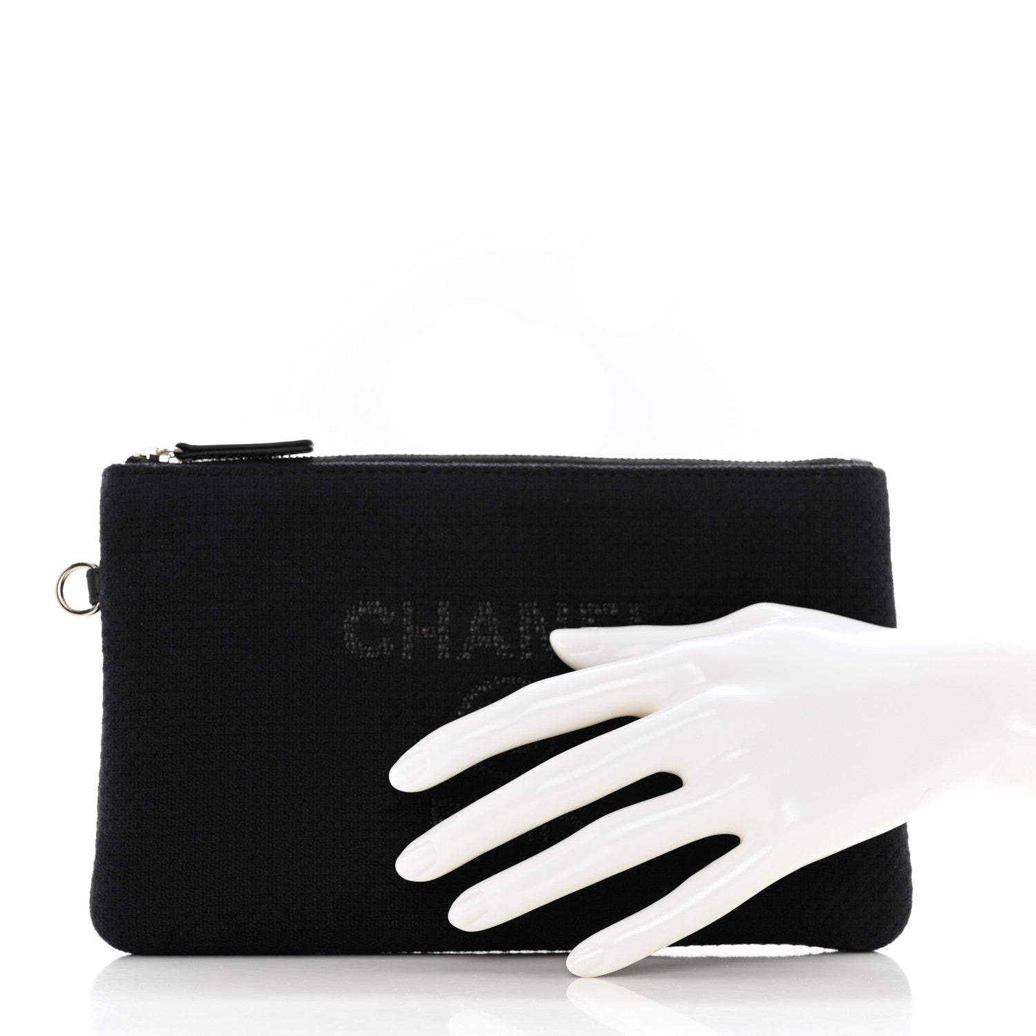 Chanel Canvas Small Deauville Pouch Black 2 of 6