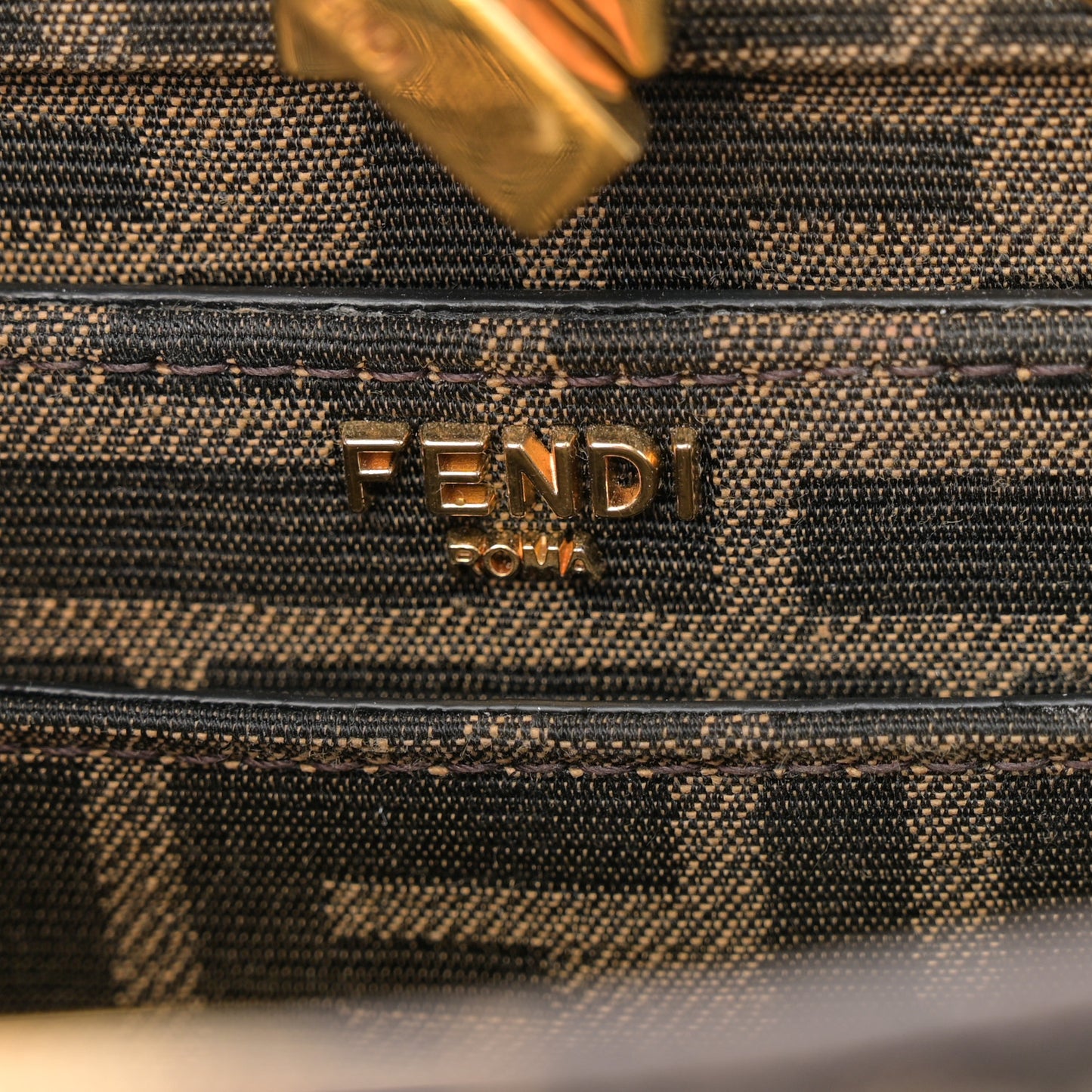 Fabric Jacquard Paillettes Vitello Seta FF 1974 Petite Peekaboo I SEE U Satchel Tobacco Moro