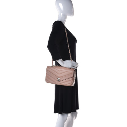 Chanel Caviar Chevron Quilted Single Flap Light Pink 2 of 14