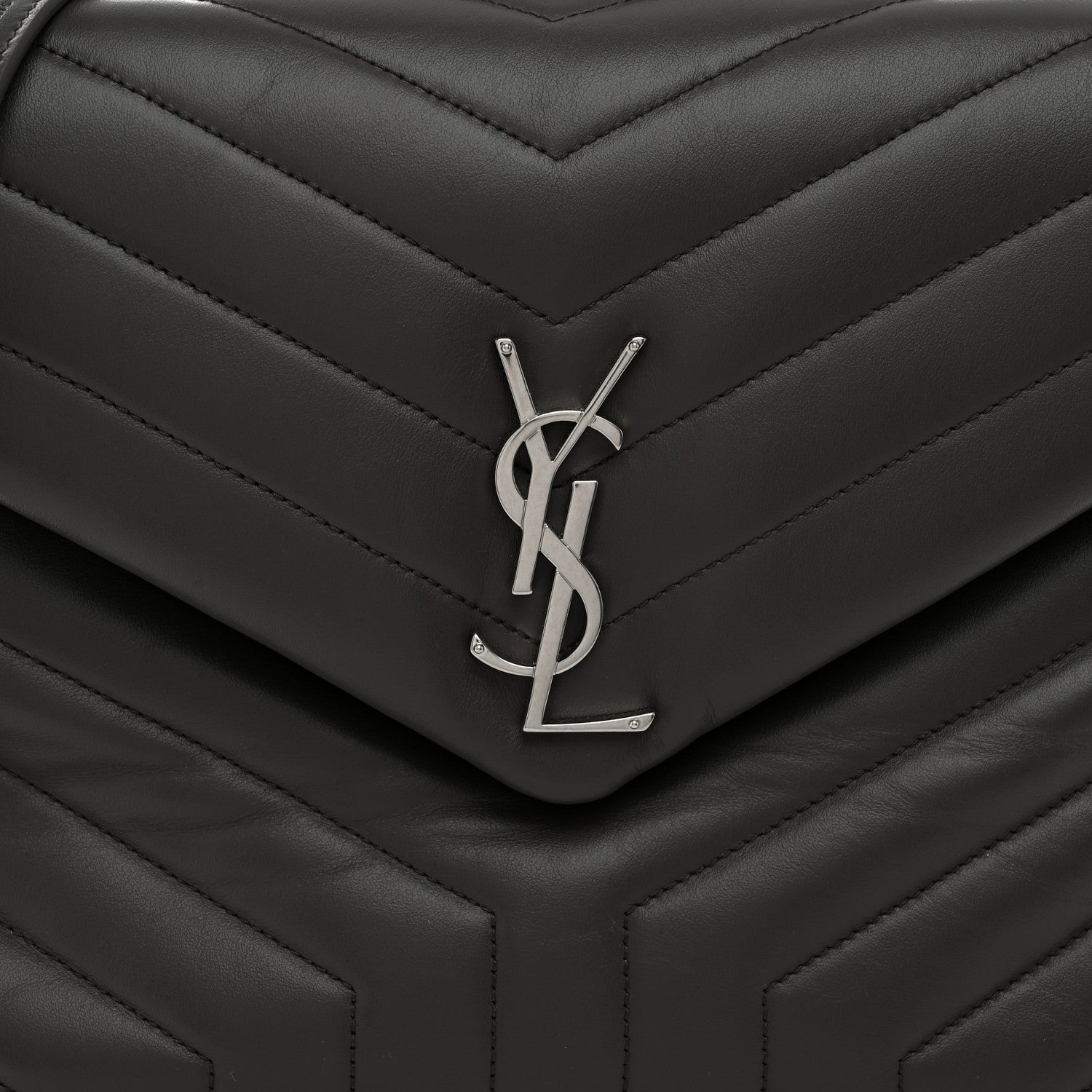 Saint Laurent Calfskin Y Quilted Monogram Medium Loulou Chain Satchel Earth 10 of 12