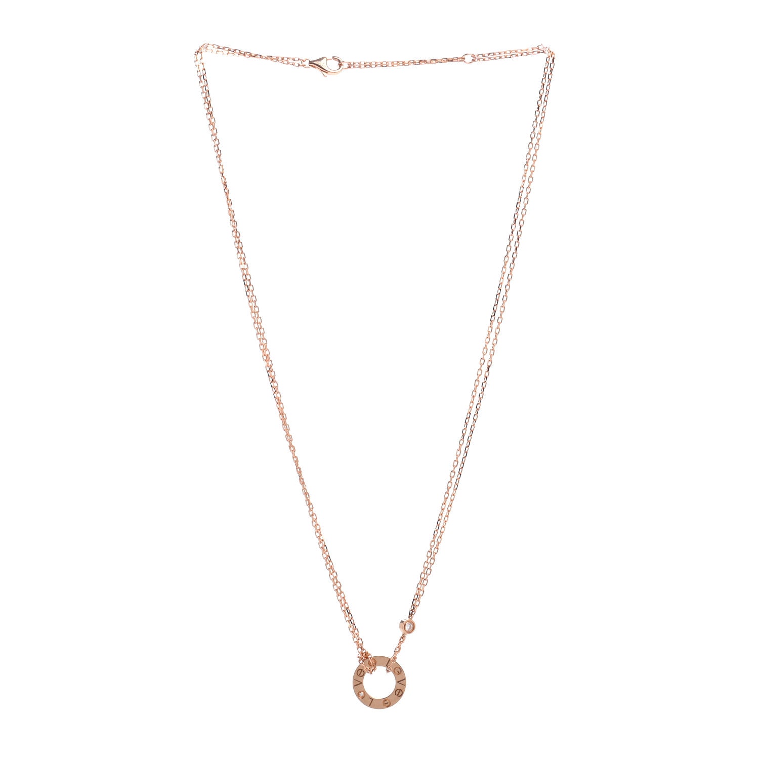 Cartier 18K Pink Gold 2 Diamond LOVE Necklace 3 of 5