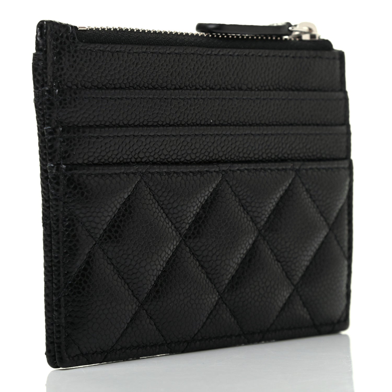 Chanel Caviar Quilted CC Zip Card Holder Black 3 of 9