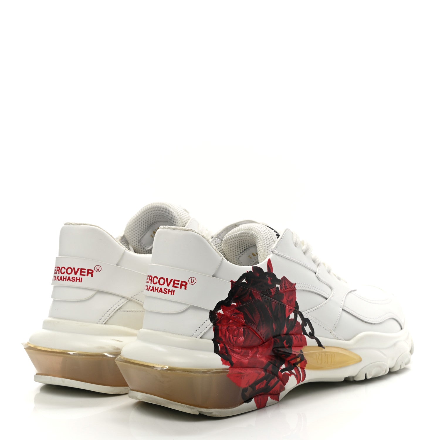 Valentino Garavani X UNDERCOVER Calfskin Womens Flower Print Bounce Sneakers 39 White Red 4 of 10
