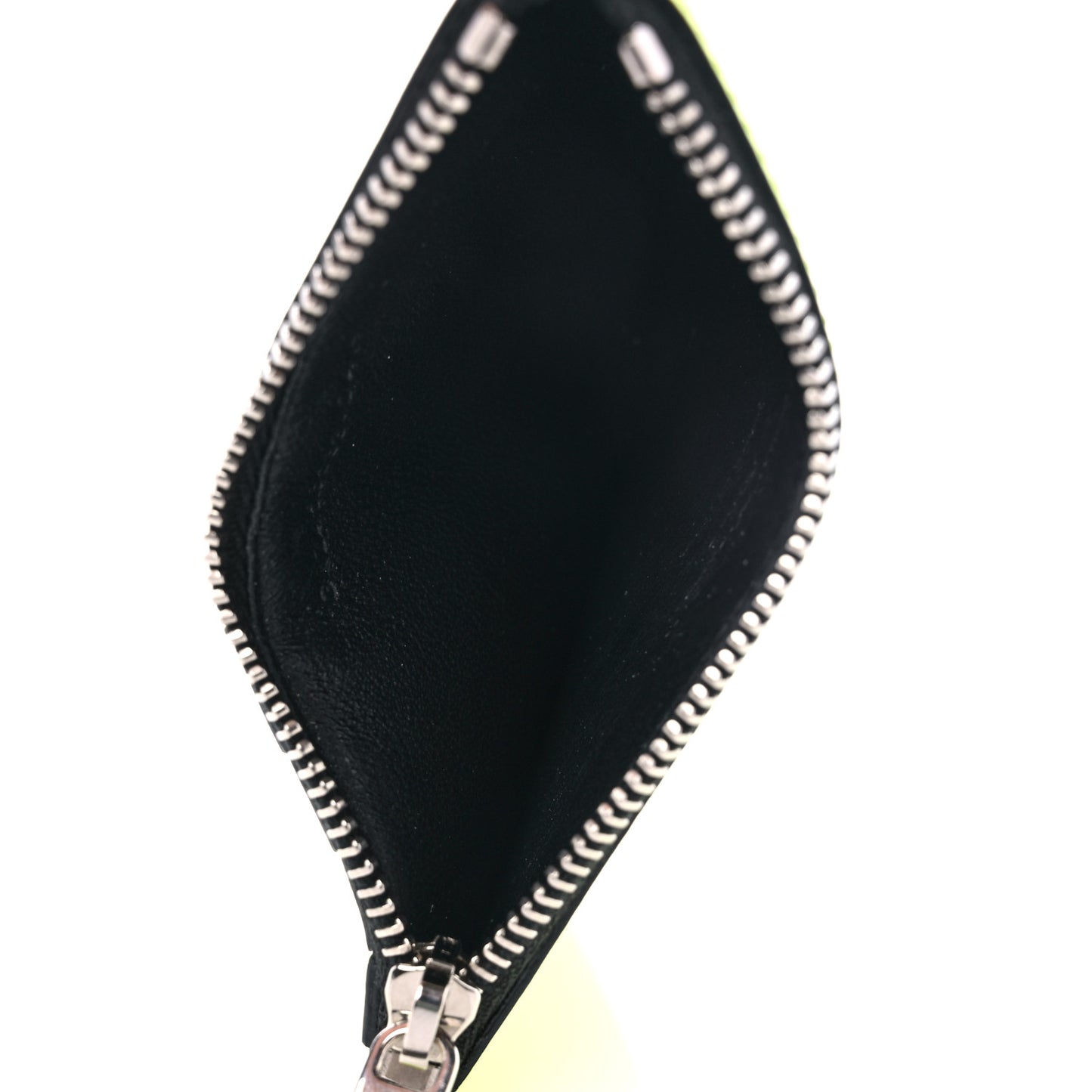 Patent Calfskin 5 Fragments Zip Card Case Neon Yellow
