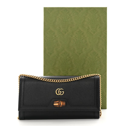 Gucci Wonka Grain Calfskin Diana Chain Wallet Black 11 of 11