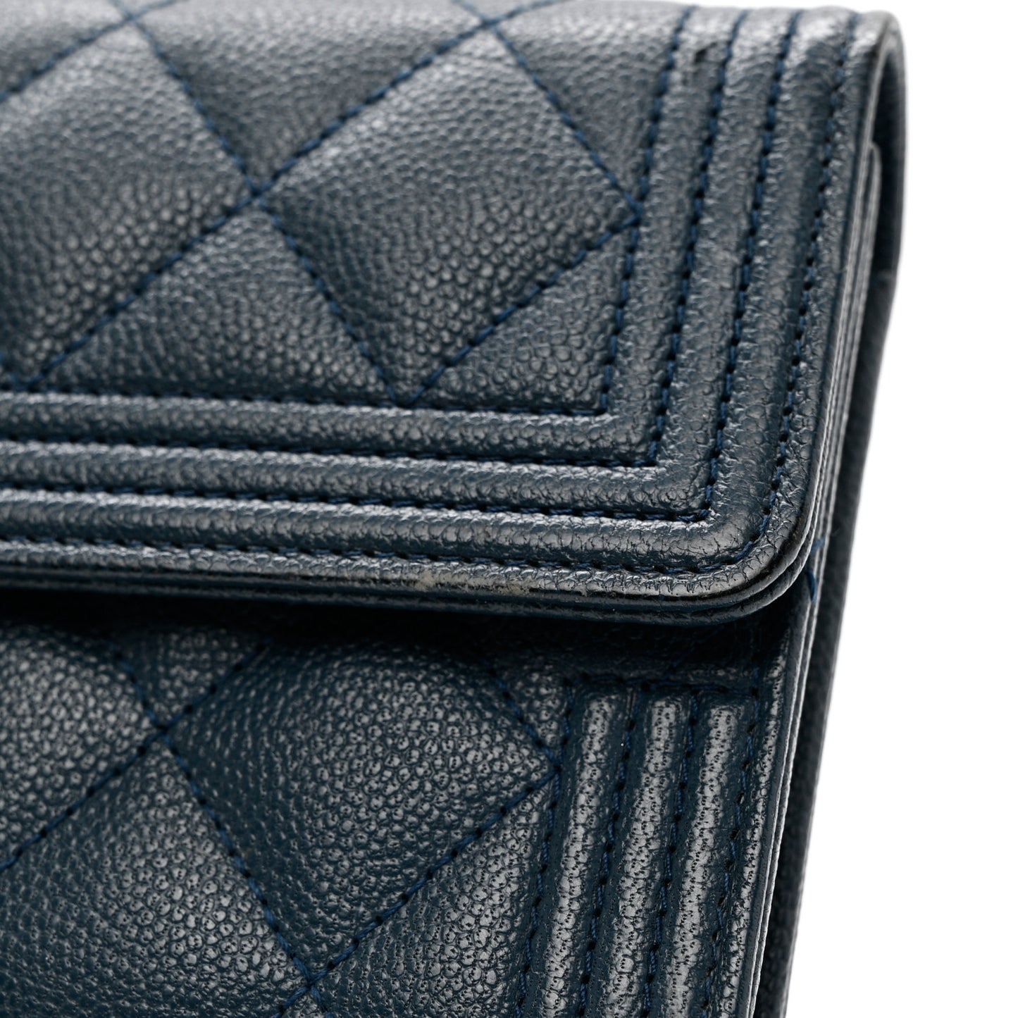 Caviar Quilted Boy Flap Wallet Blue