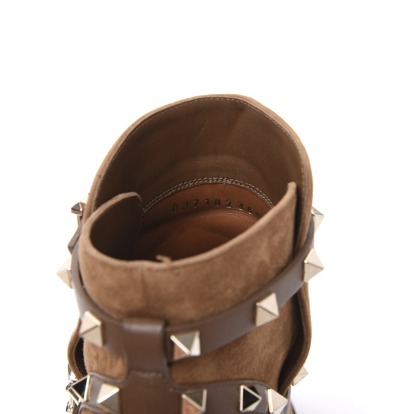 Suede Rockstud Double Buckle 100mm Block Heel Ankle Boots 35.5 Nocciola