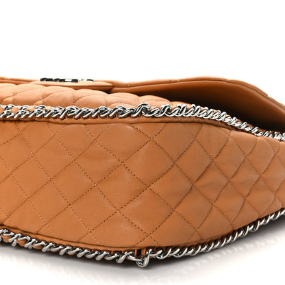 Chanel Washed Lambskin Quilted Maxi Chain Around Flap Dark Beige 9 of 9
