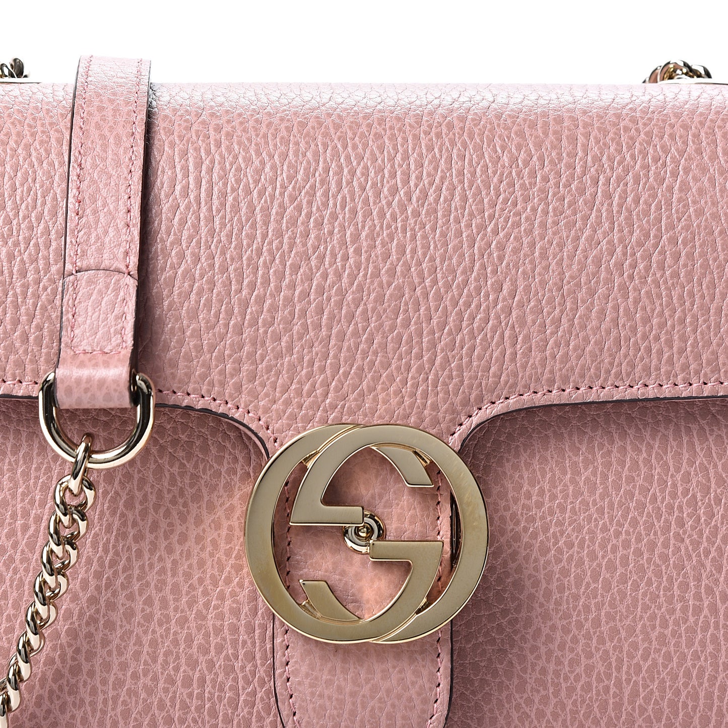 Dollar Calfskin Small Interlocking G Shoulder Bag Soft Pink
