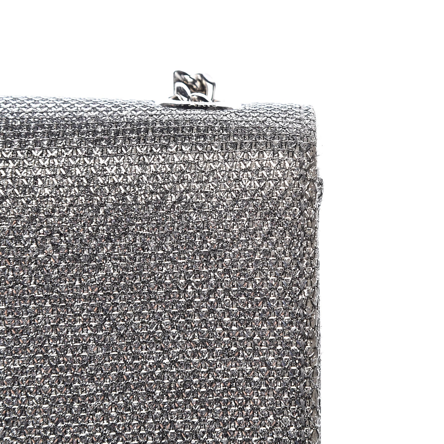 Saint Laurent Metallic Canvas Woven Medium Classic Monogram Kate Satchel Silver 8 of 12