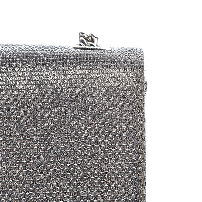 Saint Laurent Metallic Canvas Woven Medium Classic Monogram Kate Satchel Silver 8 of 12