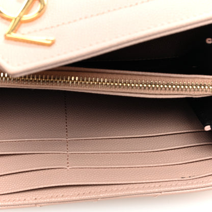 Saint Laurent Grain De Poudre Matelasse Chevron Monogram Flap Wallet Pink 5 of 6