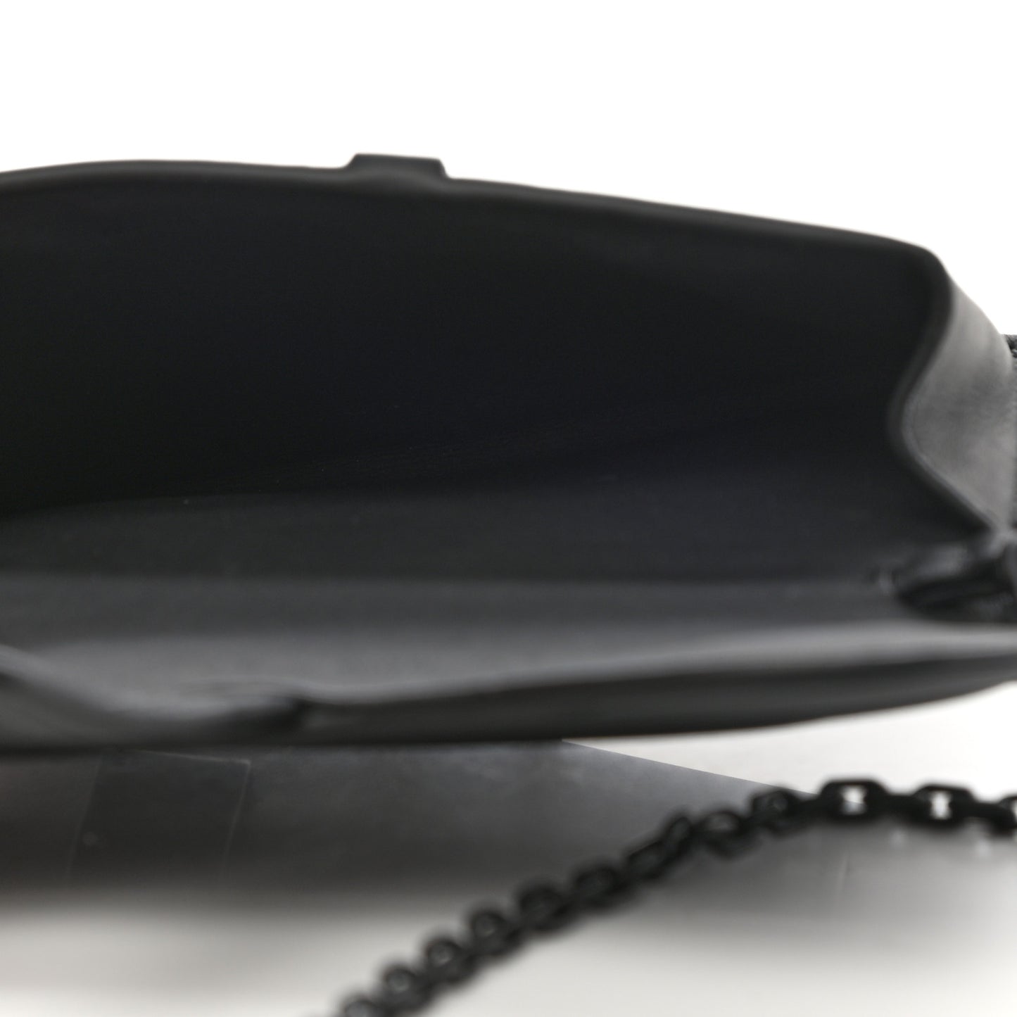 Ultra Matte Calfskin Nano Saddle Chain Pouch Black