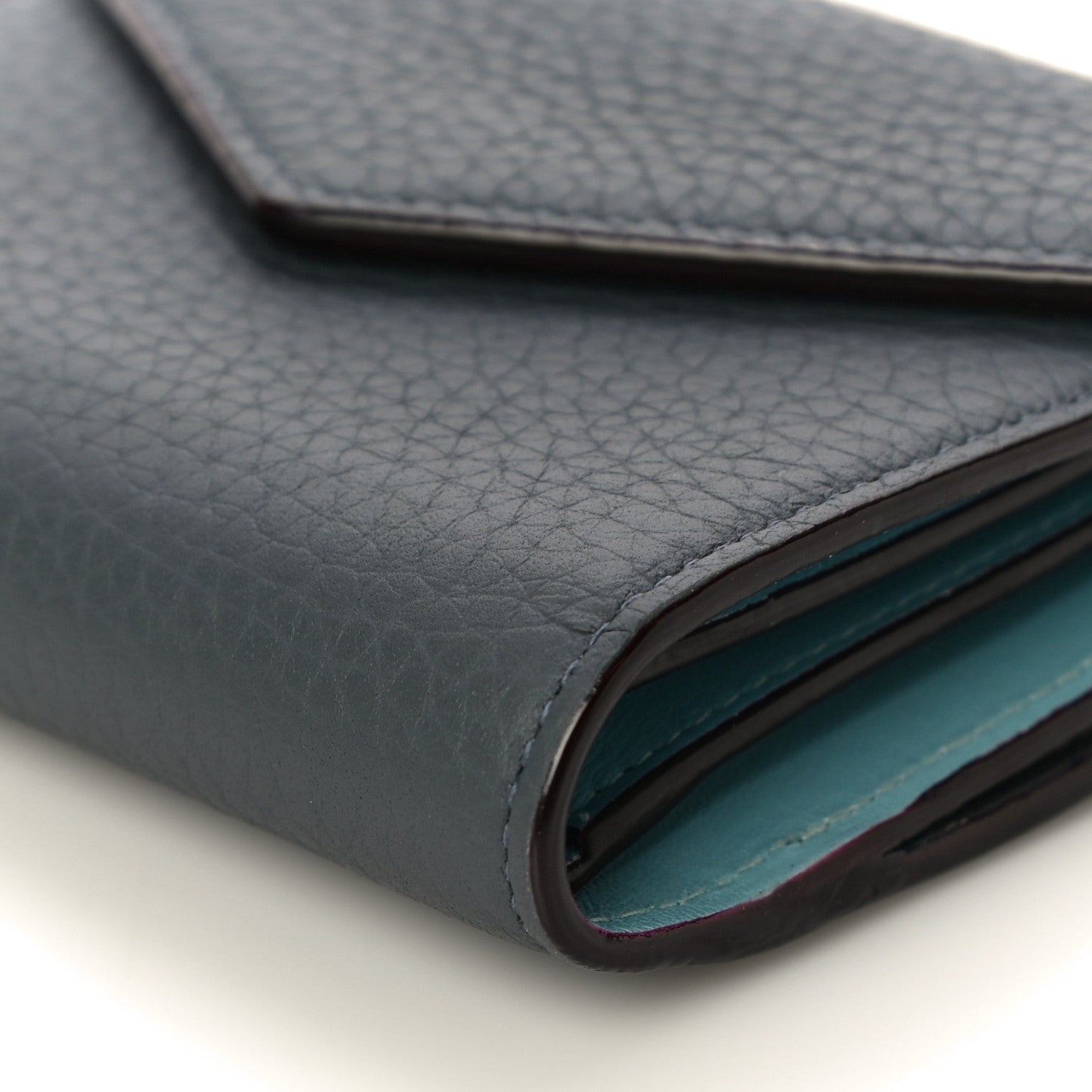 Christian Dior Bullcalf Diorissimo Medium Envelope Wallet Grey Blue 10 of 11