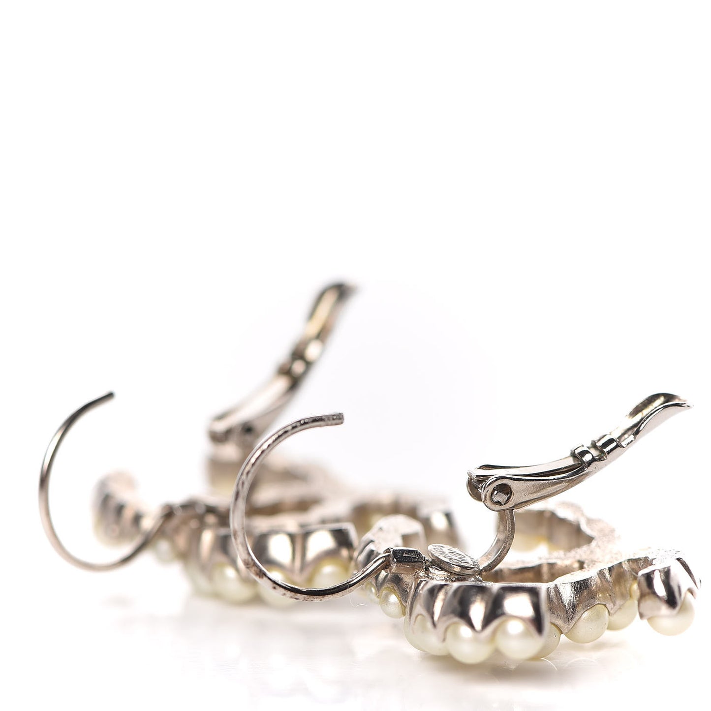 Pearl CC Dangle Earrings Light Gold