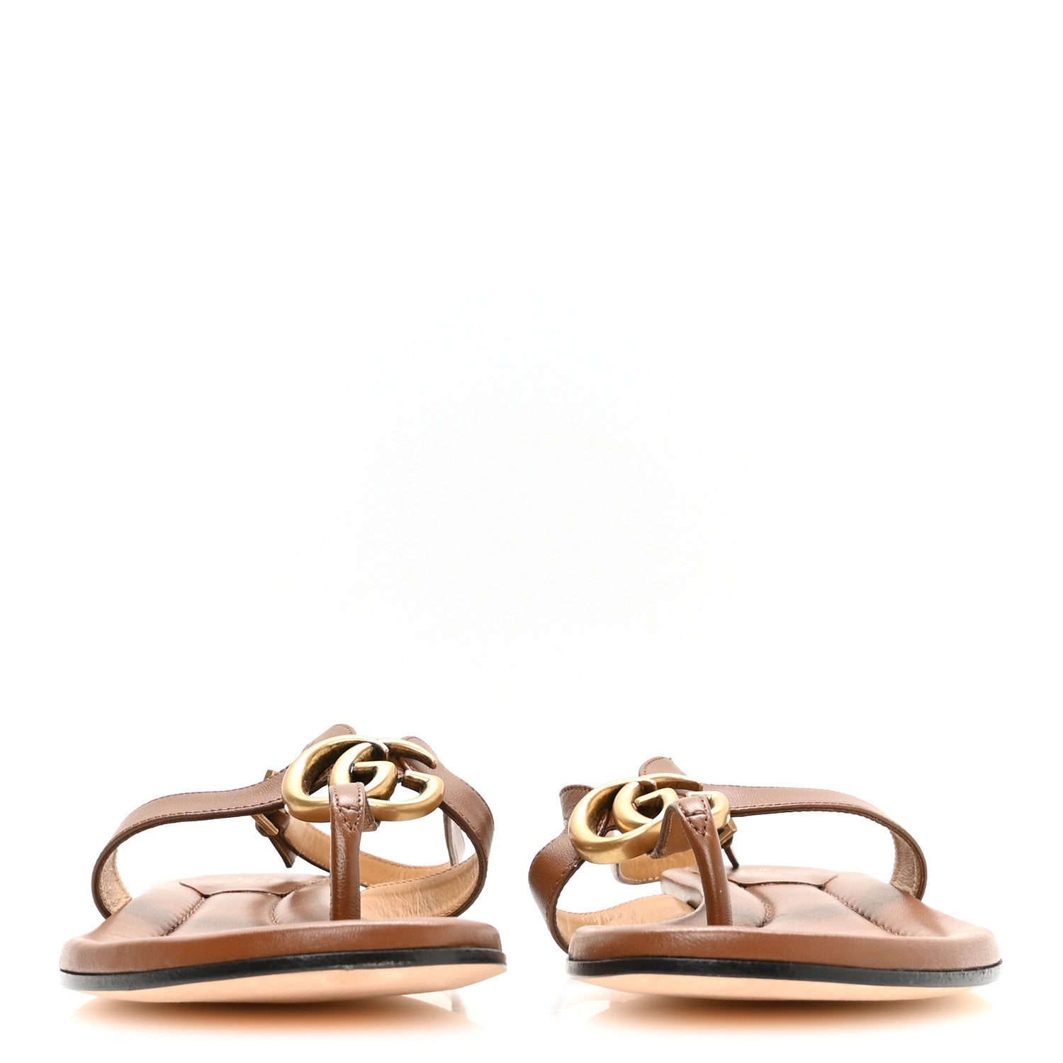 Gucci Calfskin GG Marmont Thong Sandals 38 Brown 3 of 8