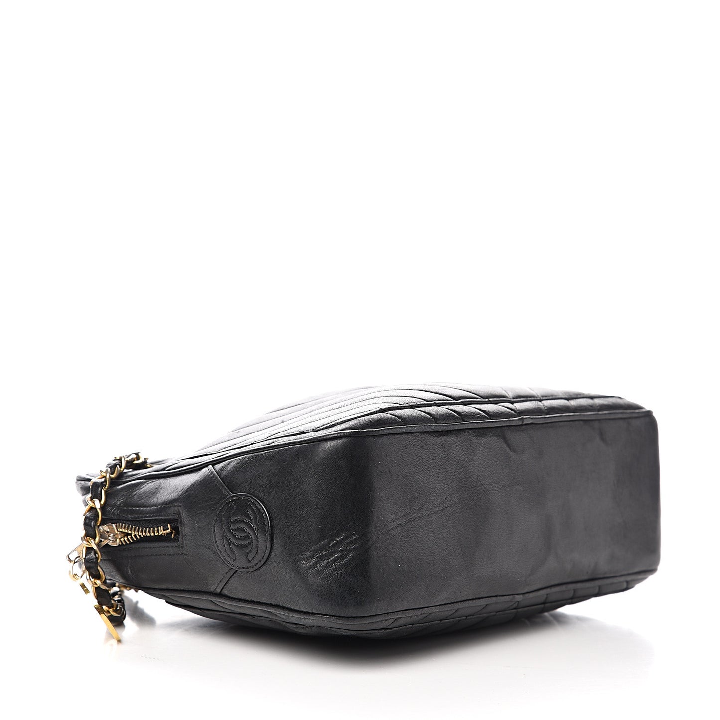 Lambskin Chevron Quilted Shoulder Bag Black