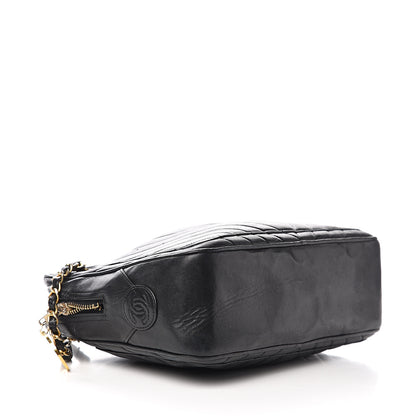 Chanel Lambskin Chevron Quilted Shoulder Bag Black 3 of 12