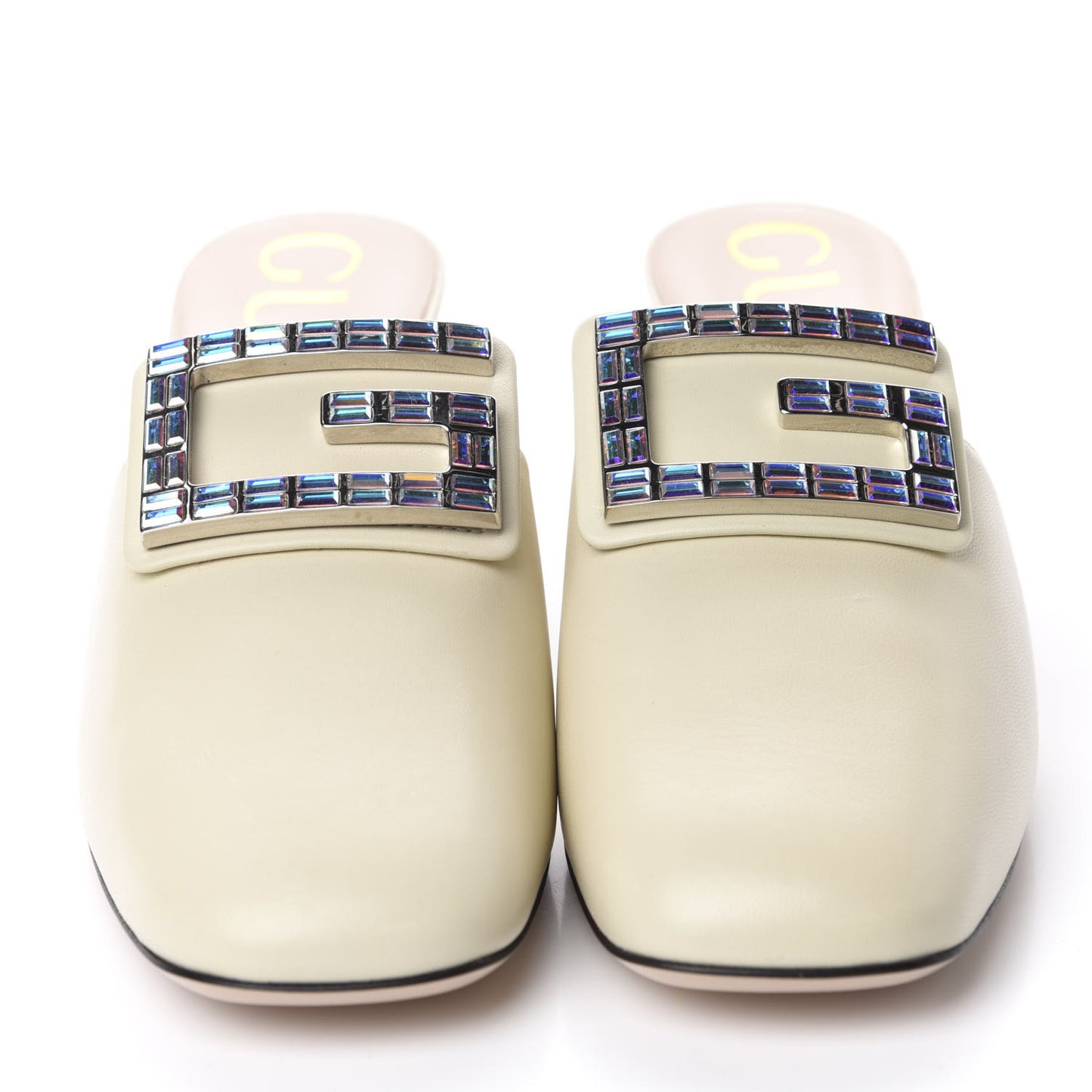 Malaga Kid Crystal Square G Madelyn Mules 39 Vintage White
