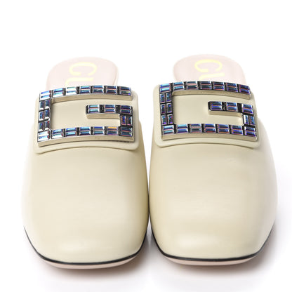 Gucci Malaga Kid Crystal Square G Madelyn Mules 39 Vintage White 2 of 10