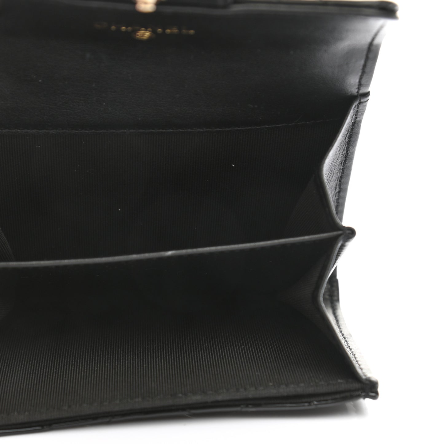 Patent Quilted Flap Card Holder Wallet Black