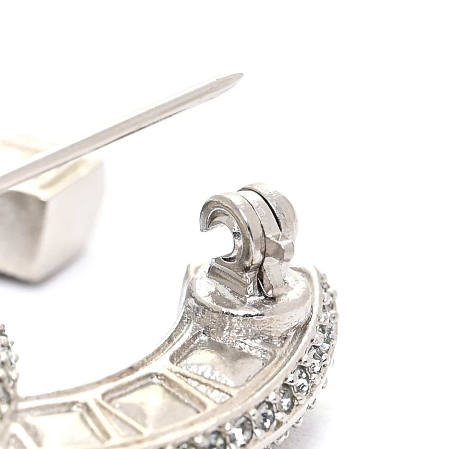 Baguette Crystal CC Brooch Silver Black