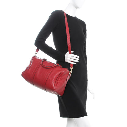 Gucci Calfskin Microguccissima Trim Medium Boston Raspberry Red 2 of 22