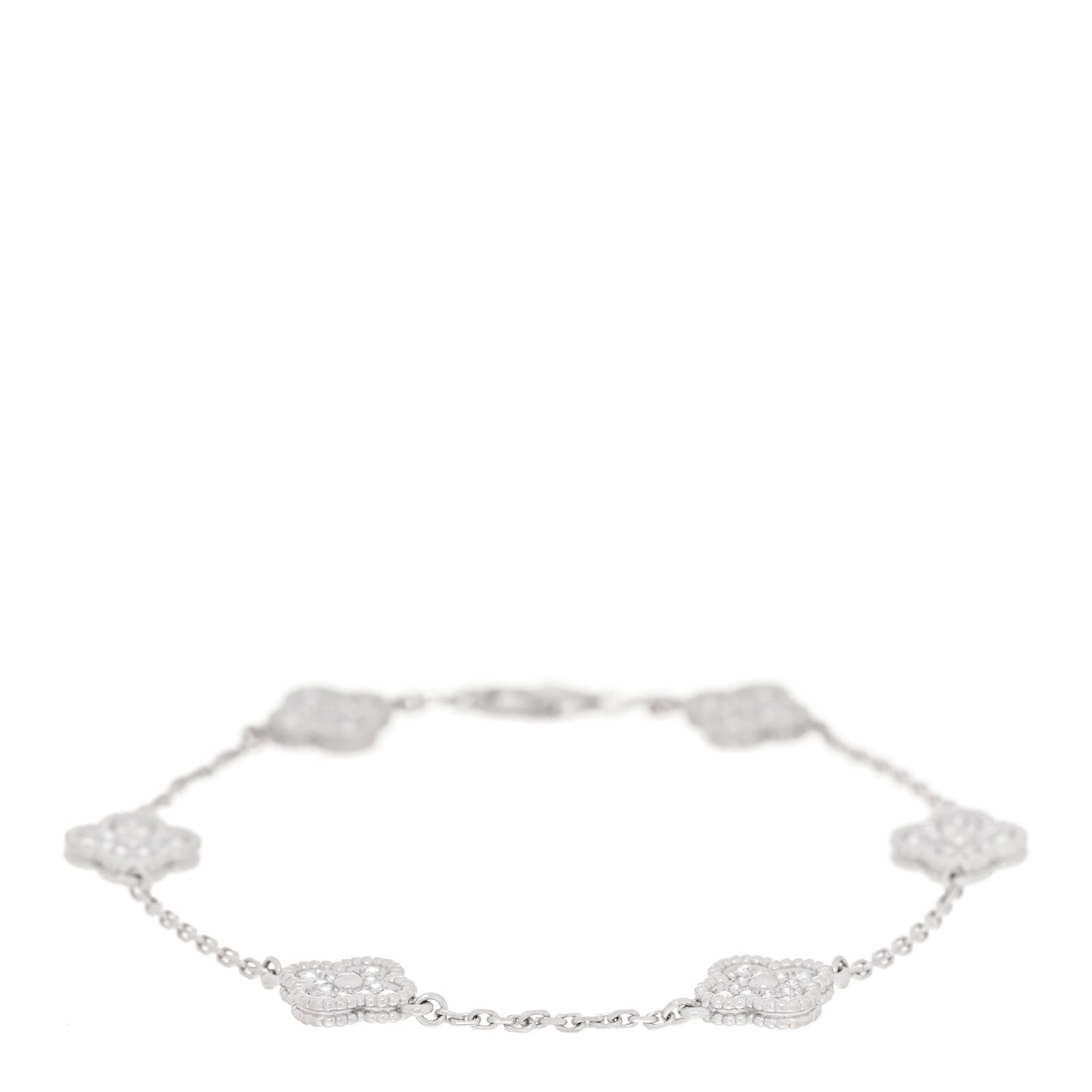 18K White Gold Diamond 6 Motifs Sweet Alhambra Bracelet