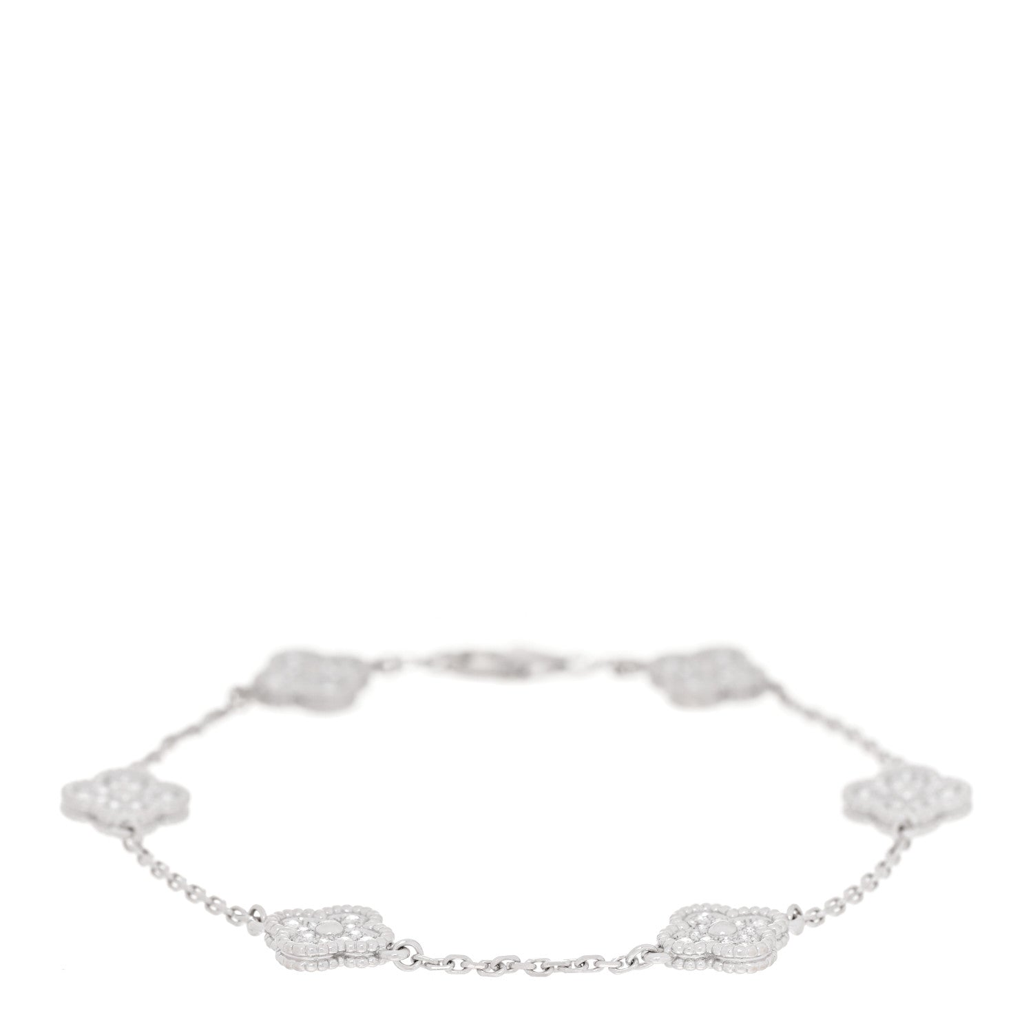Van Cleef & Arpels 18K White Gold Diamond 6 Motifs Sweet Alhambra Bracelet 1 of 6